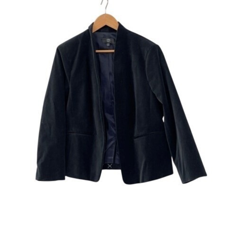 J. Crew Blazer Jacket Velvet Women Size 18 Black Open Holiday